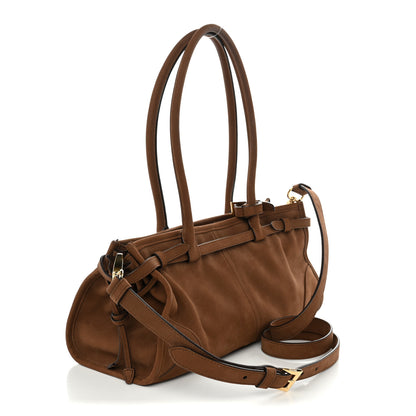 Prada Nubuck Triangle Medium Bonnie Shoulder Bag Cacao 3 of 9