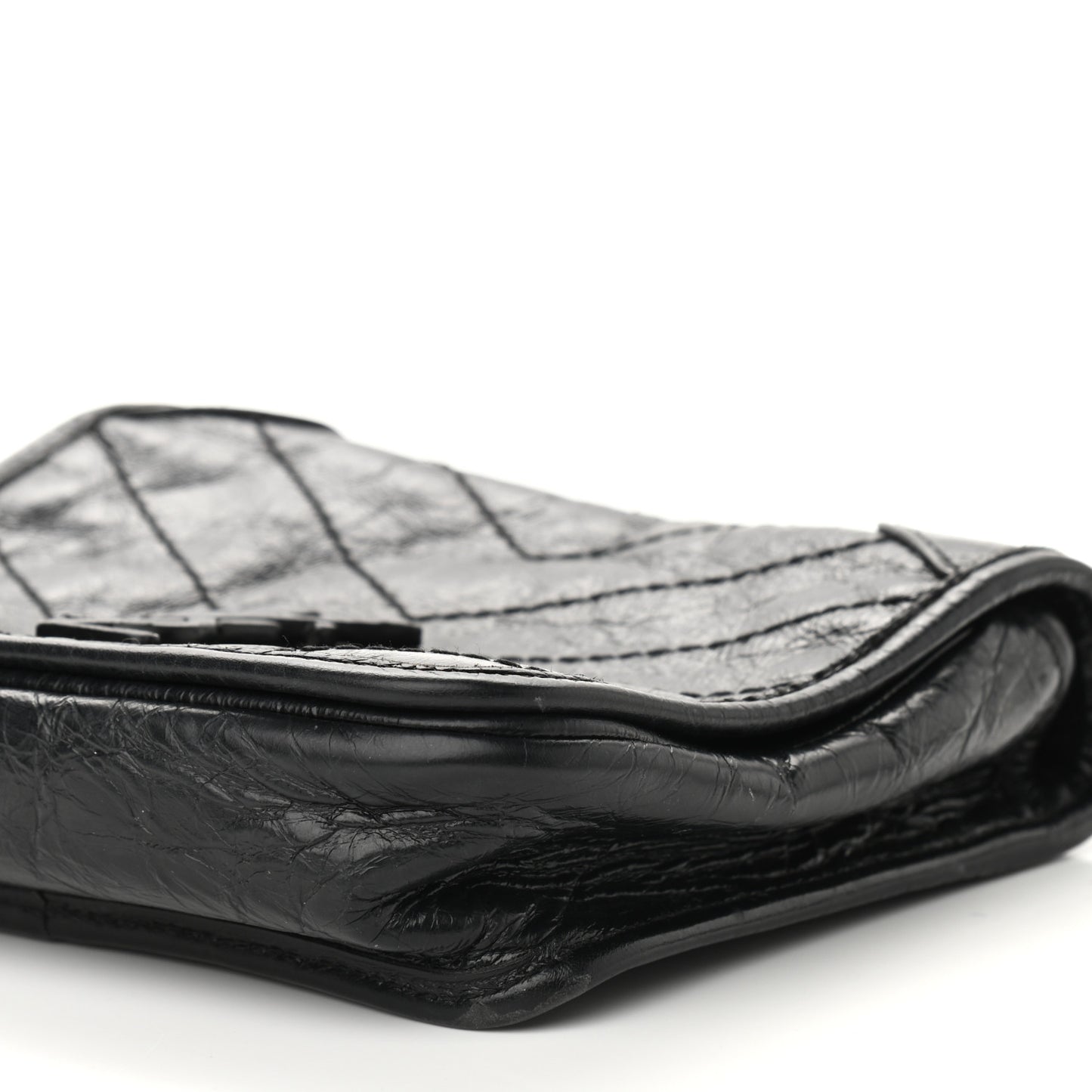 Crinkled Calfskin Matelasse Monogram Niki Chain Wallet Black