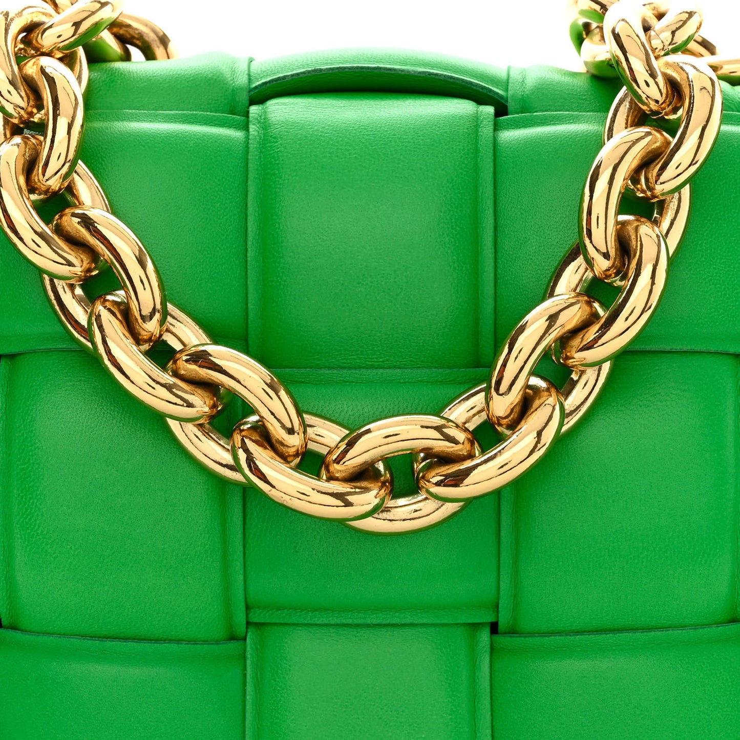 Lambskin Maxi Intreccio Padded Chain Cassette Crossbody Bag Grass