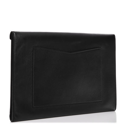 Chanel Lambskin Metallic Calfskin Cocomail Envelope Clutch Black Charcoal 3 of 7