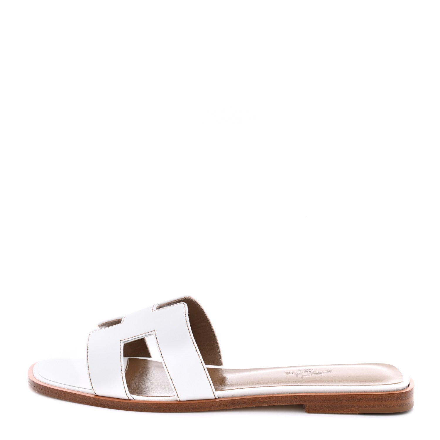Hermes Box Calfskin Oran Sandals 37 White 1 of 9