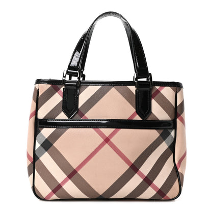 Burberry Supernova Check Patent Small Emmy Tote Black 1 of 10