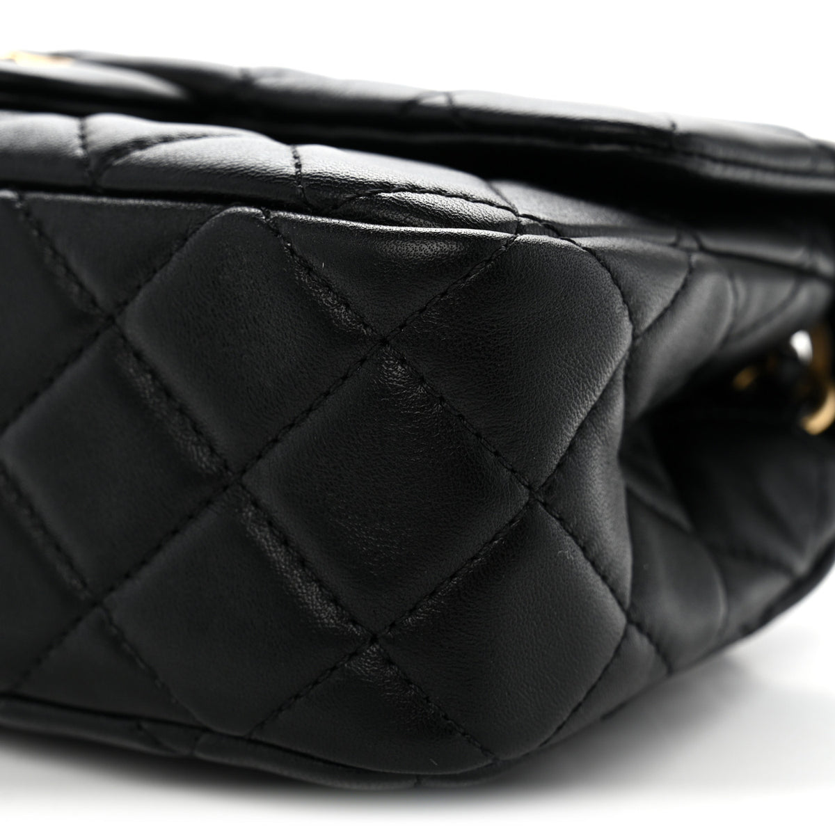 Lambskin Quilted Mini Rectangular Pearl Crush Flap Black