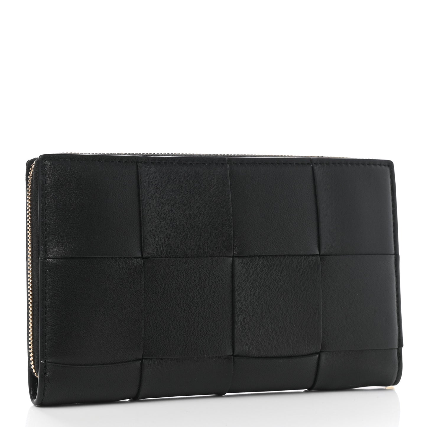 Nappa Maxi Intrecciato Zip Around Wallet Black