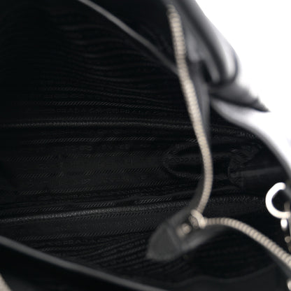 Prada Vitello Daino Soft Medium Zippered Top Handle Bag Black 5 of 9