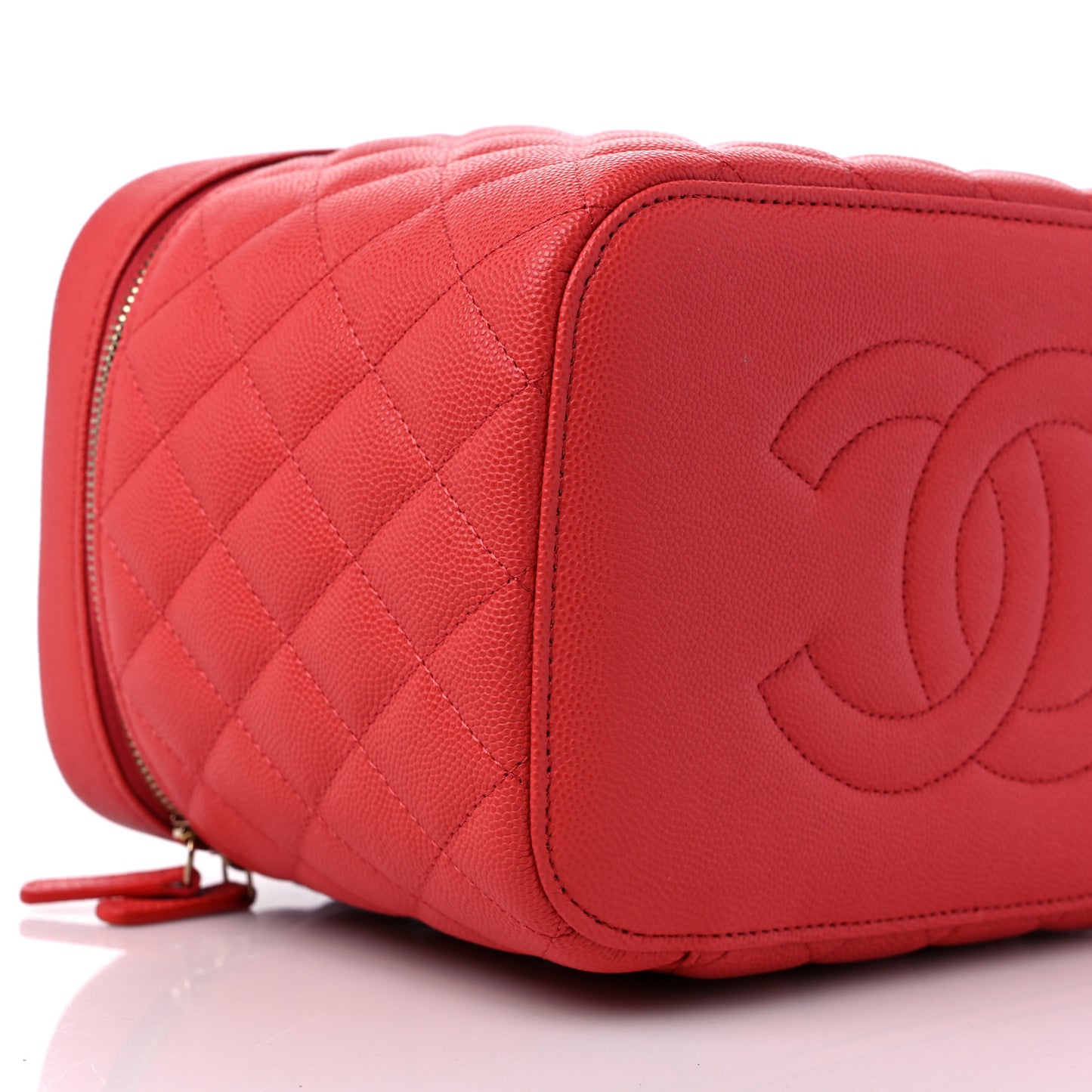 Caviar Quilted Large Vanity Pouch Red