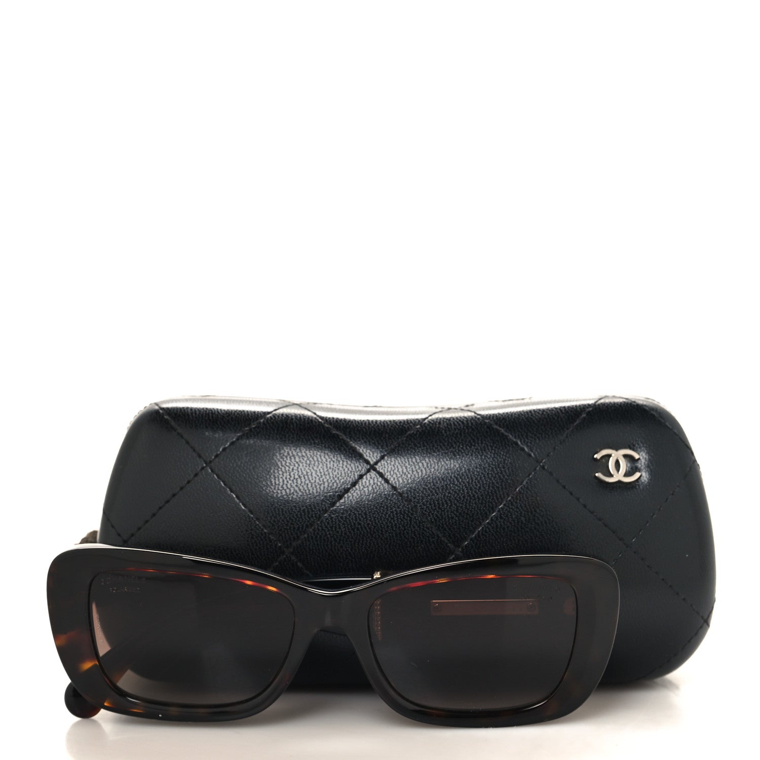 Chanel Acetate Tweed Wool CC Rectangle Sunglasses 5514 Tortoise 8 of 8