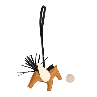 Hermes Milo Lambskin Grigri Rodeo Pegase Horse Bag Charm PM Sesame Black Nata 2 of 5