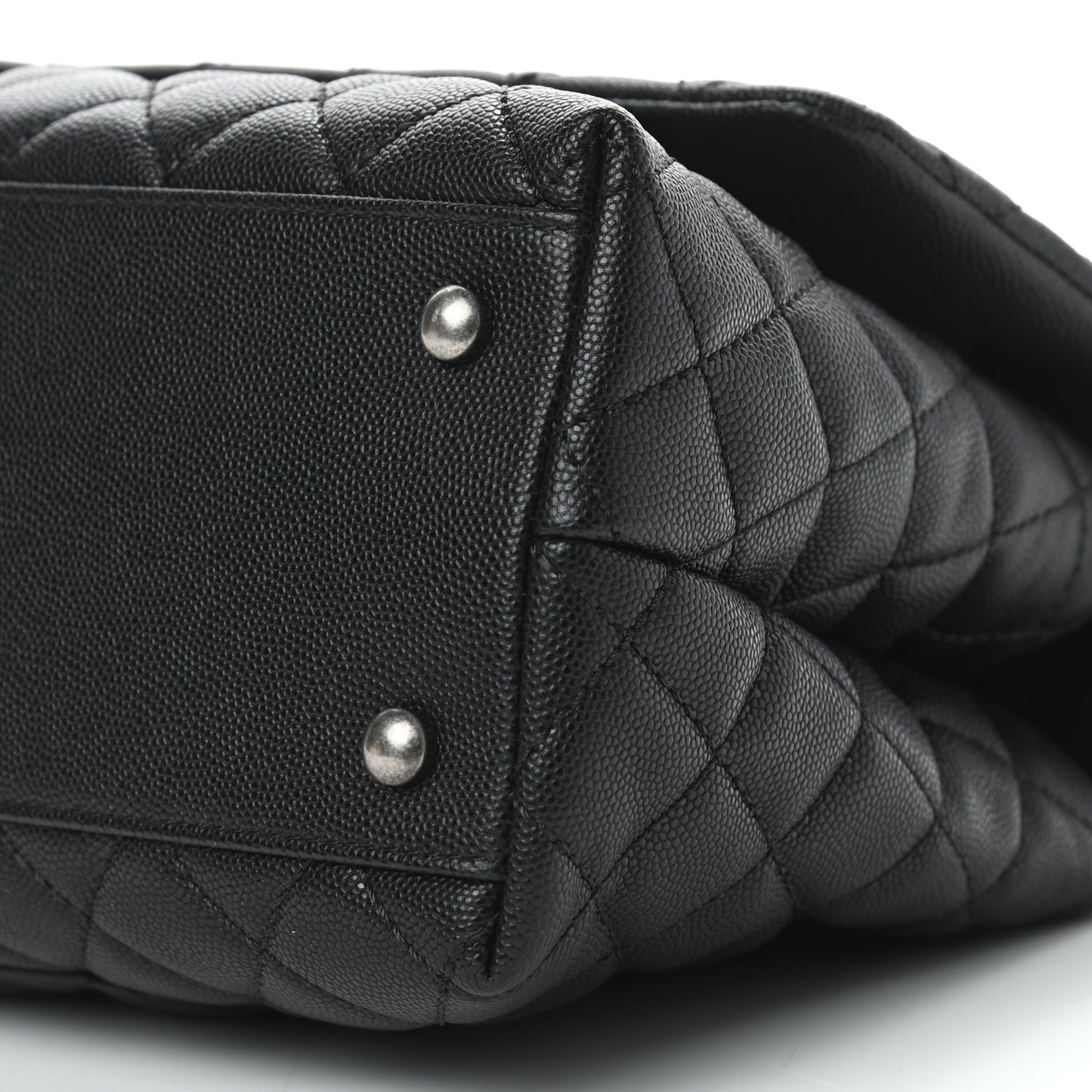 Caviar Lizard Quilted Small Coco Handle Flap Black