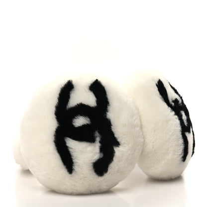 Chanel Shearling CC Ear Muffs White Black 4 of 6