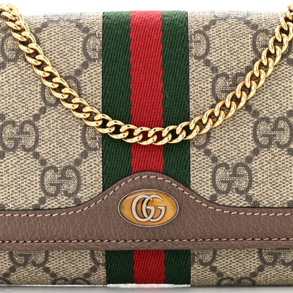 Gucci GG Supreme Monogram Web Ophidia Wallet On Chain Brown 8 of 11
