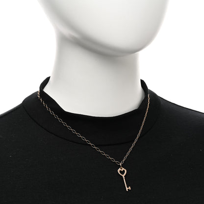 Tiffany 18K Rose Gold Mini Heart Key Pendant Oval Link Necklace 2 of 4