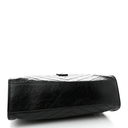 Saint Laurent Crinkled Calfskin Matelasse Monogram Large Niki Shopper Tote Black 4 of 12