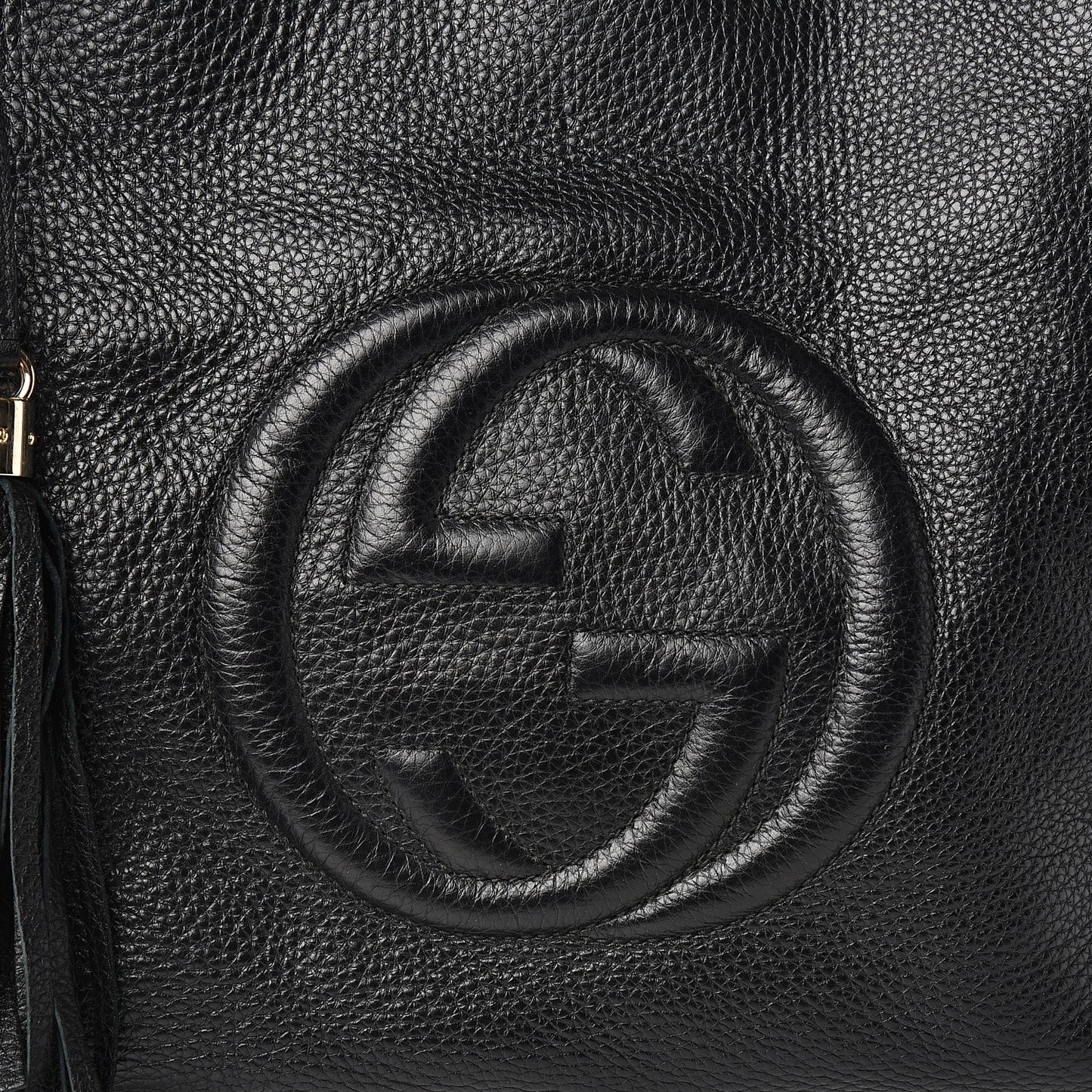 Pebbled Calfskin Large Soho Chain Shoulder Bag Black