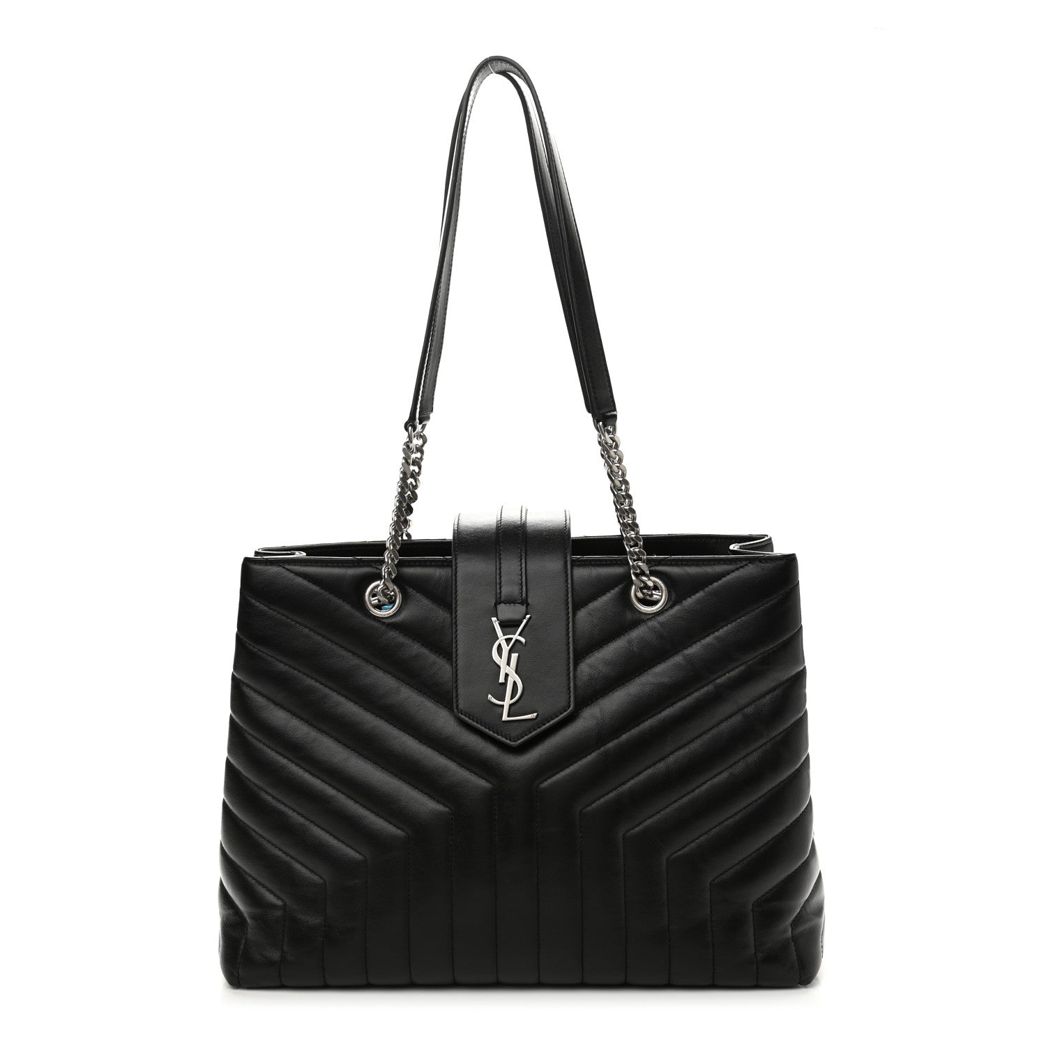 Saint Laurent Calfskin Y Quilted Monogram Large Loulou Shopper Black 1 of 11