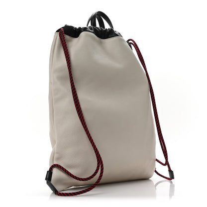 Gucci Calfskin Logo Drawstring Backpack Mystic White 3 of 10