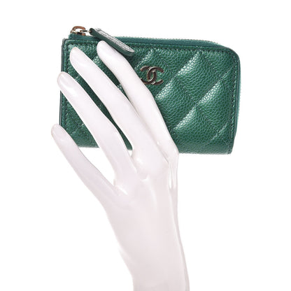 Chanel Metallic Caviar Quilted Key Holder Case Green 2 of 8