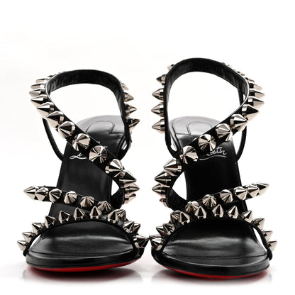 Christian Louboutin Calfskin Spikita Slingback 100 Stiletto Pumps 39 Black Silver 3 of 9