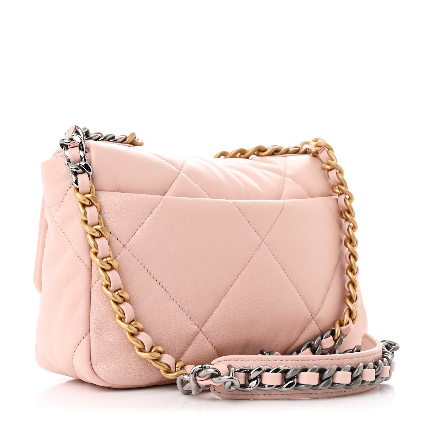 Lambskin Quilted Medium Chanel 19 Flap Light Pink