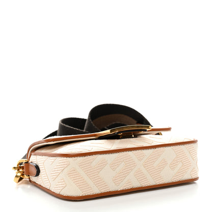 Fendi Canvas Vitello King Bi-Color Strap FF Embroidered Mini Baguette Grezzo Brandy Cuoio 3 of 9