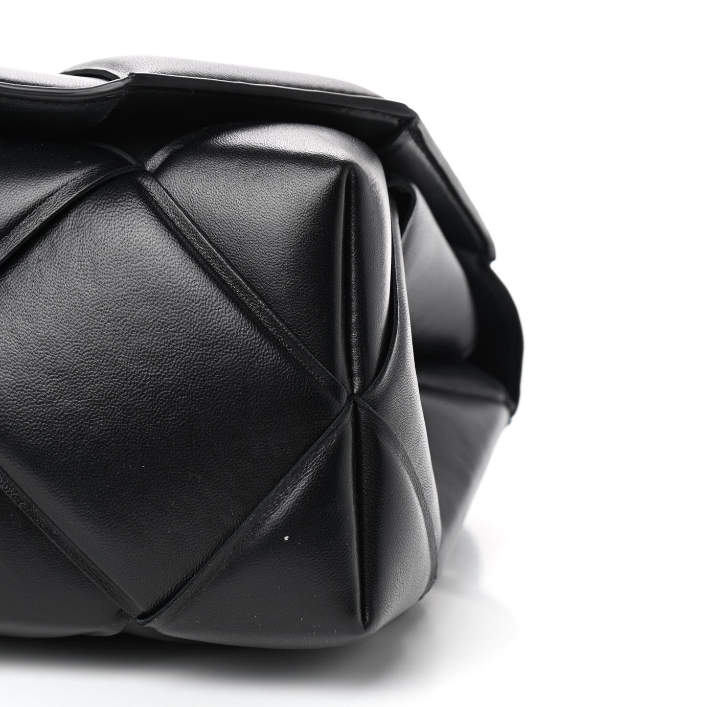 Nappa Intreccio Padded Top Handle Shoulder Bag Black