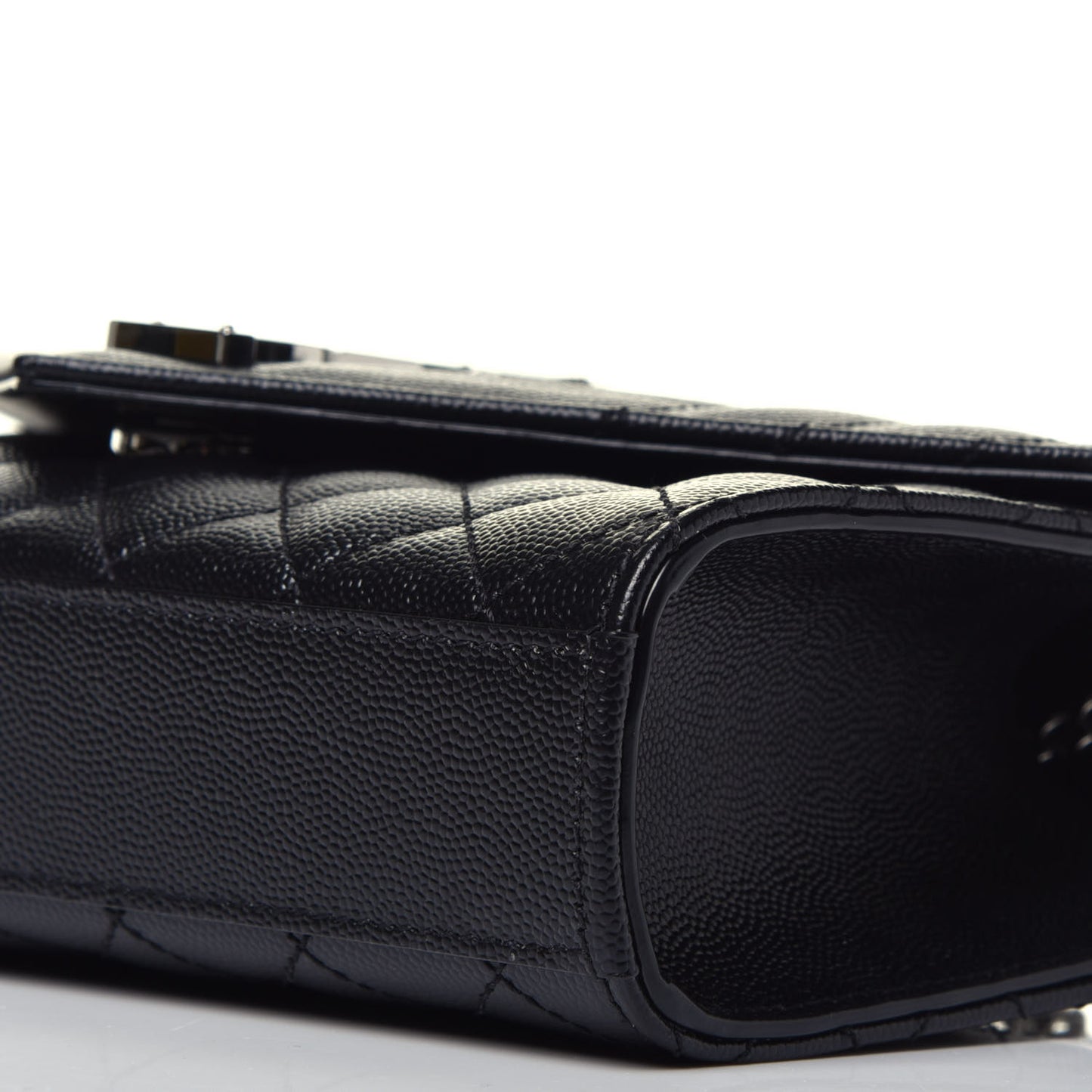 Grain De Poudre Textured Mixed Matelasse Triquilt Small Monogram Satchel Black