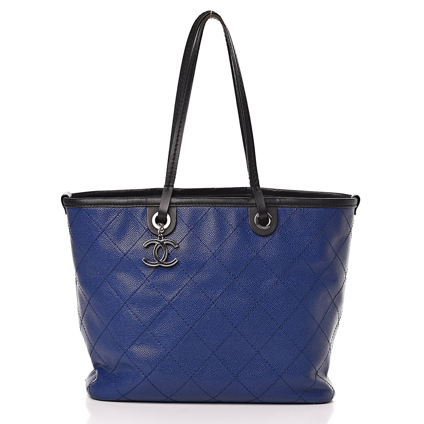 Grained Calfskin Shopping Fever Tote Blue