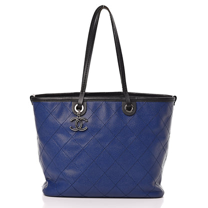 Chanel Grained Calfskin Shopping Fever Tote Blue 3 of 18