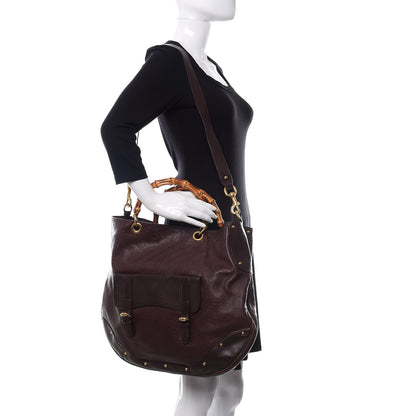 Gucci Guccissima Large Bamboo Messenger Tote Bag Purple 2 of 13