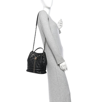 Chanel Caviar Quilted Large Rolled Up Bucket Drawstring Bag Black 2 of 10