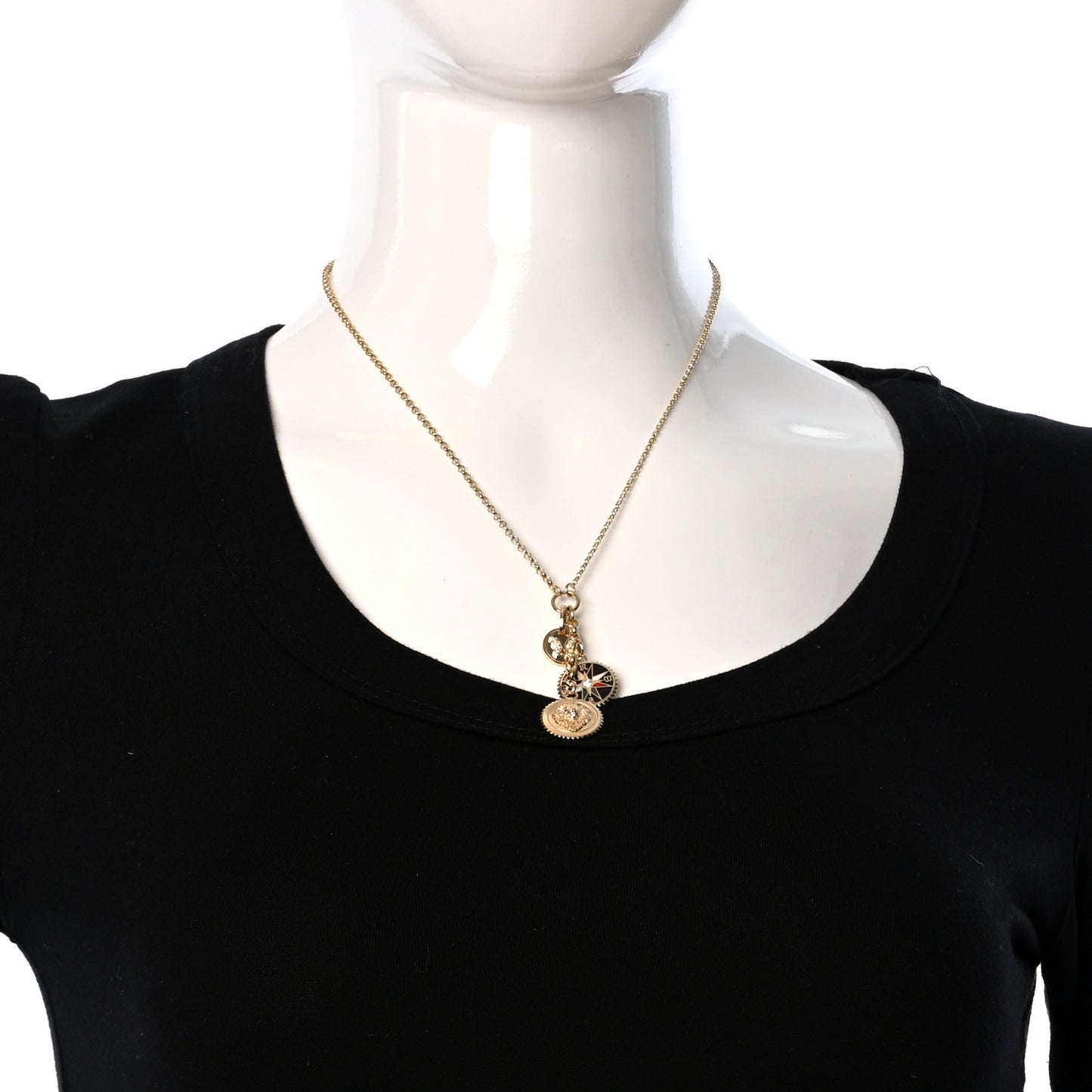 18K Yellow Gold Enamel Strength Internal Compass Reverie Small Belcher Extension Chain Necklace