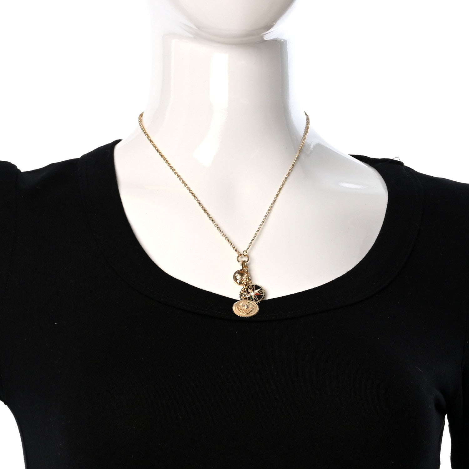 Foundrae 18K Yellow Gold Enamel Strength Internal Compass Reverie Small Belcher Extension Chain Necklace 2 of 6