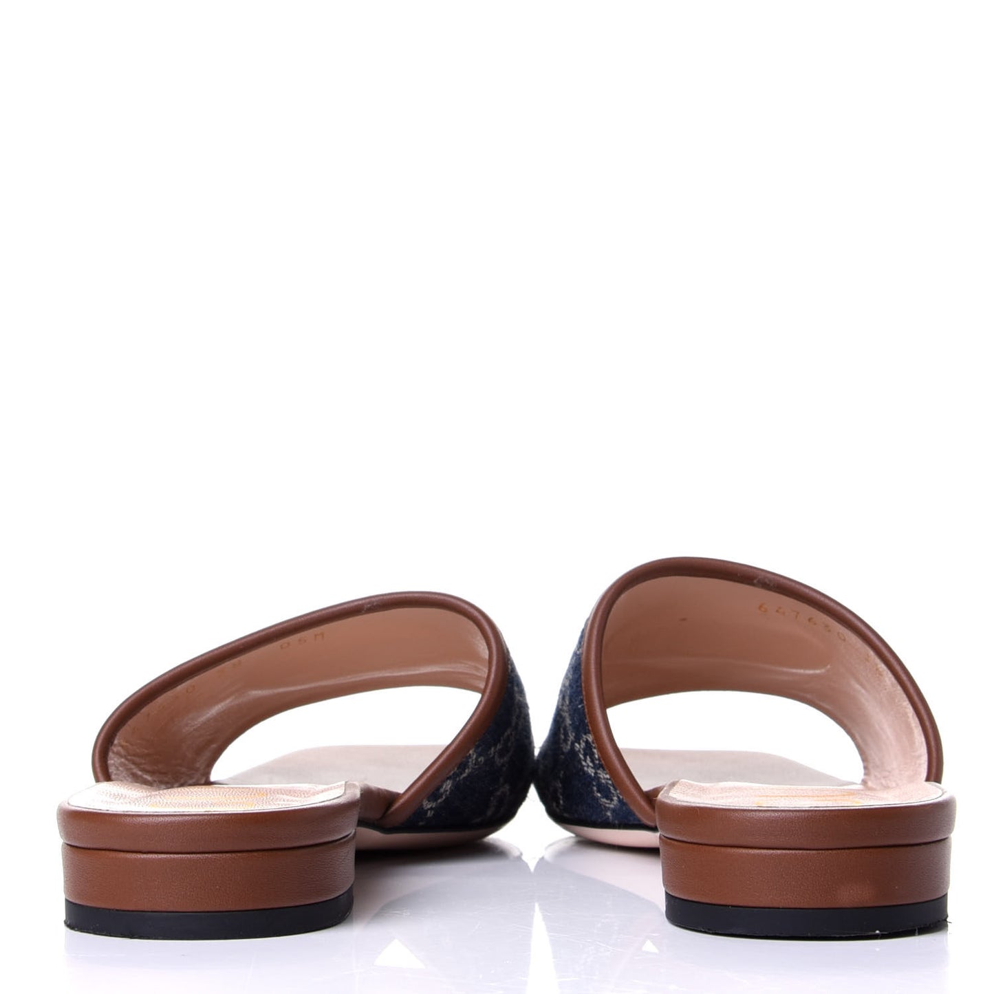 New Denim GG Monogram Miro Soft Calfskin Jolie Slide Sandals 38 Blue Tea Cuir Epilog