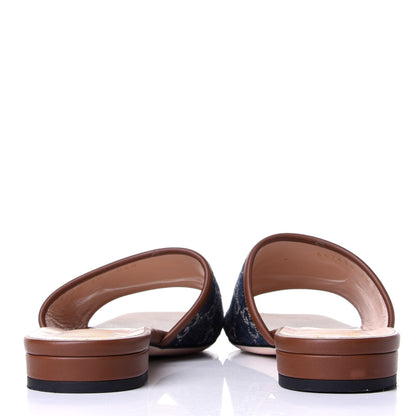Gucci New Denim GG Monogram Miro Soft Calfskin Jolie Slide Sandals 38 Blue Tea Cuir Epilog 6 of 10
