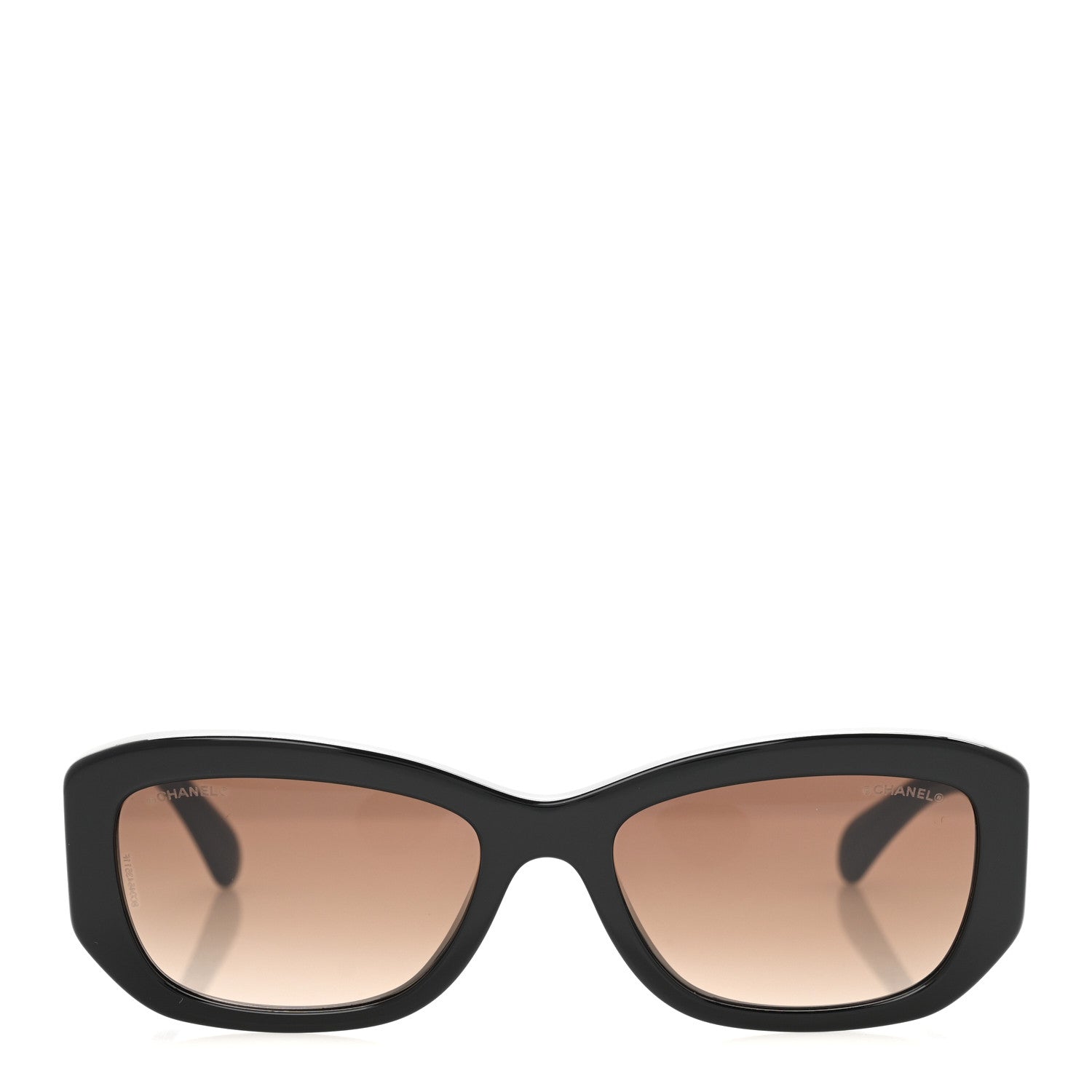 Chanel Acetate Rectangle Sunglasses 5493-A Black Brown 2 of 8