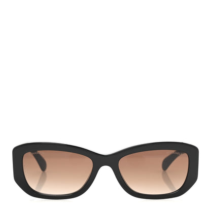 Chanel Acetate Rectangle Sunglasses 5493-A Black Brown 2 of 8