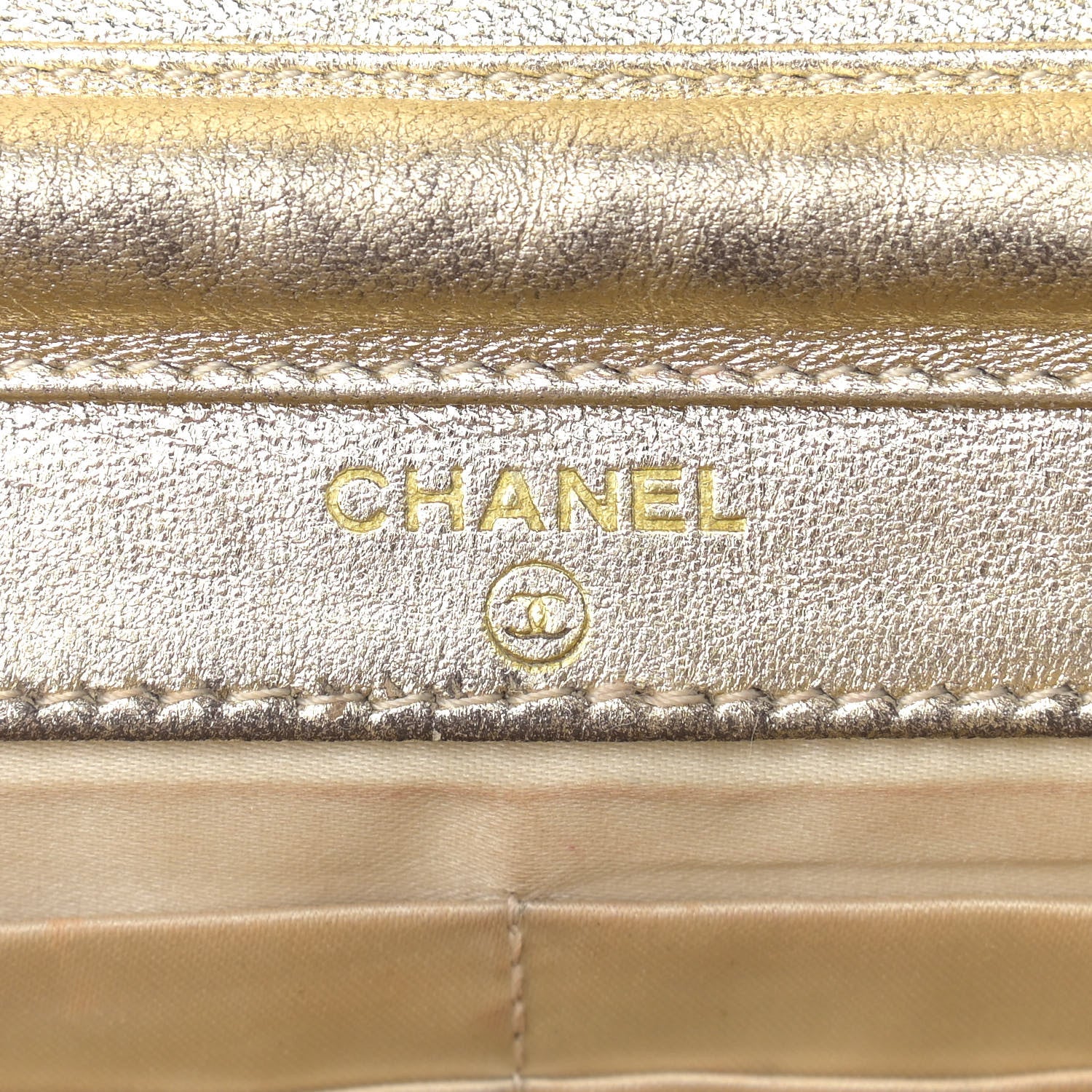Chanel Nylon Travel Wallet On Chain WOC Metallic Gold 6 of 12
