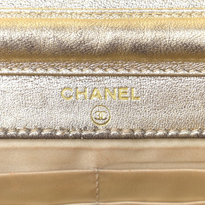Chanel Nylon Travel Wallet On Chain WOC Metallic Gold 6 of 12
