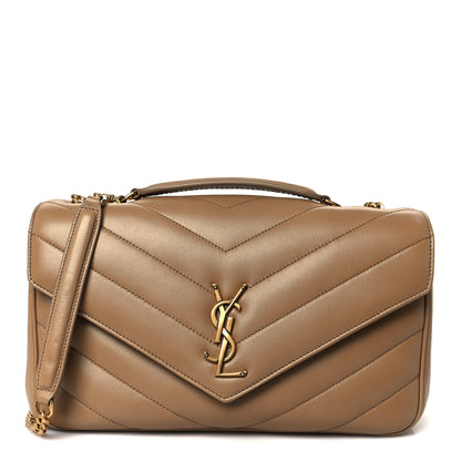 Saint Laurent Lambskin Chevron Quilted Medium LouLou Natural Tan 1 of 15