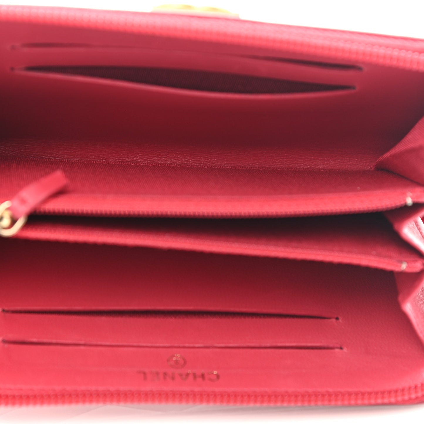 Lambskin Quilted Small Boy Zip Around Wallet Red