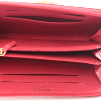 Chanel Lambskin Quilted Small Boy Zip Around Wallet Red 5 of 9