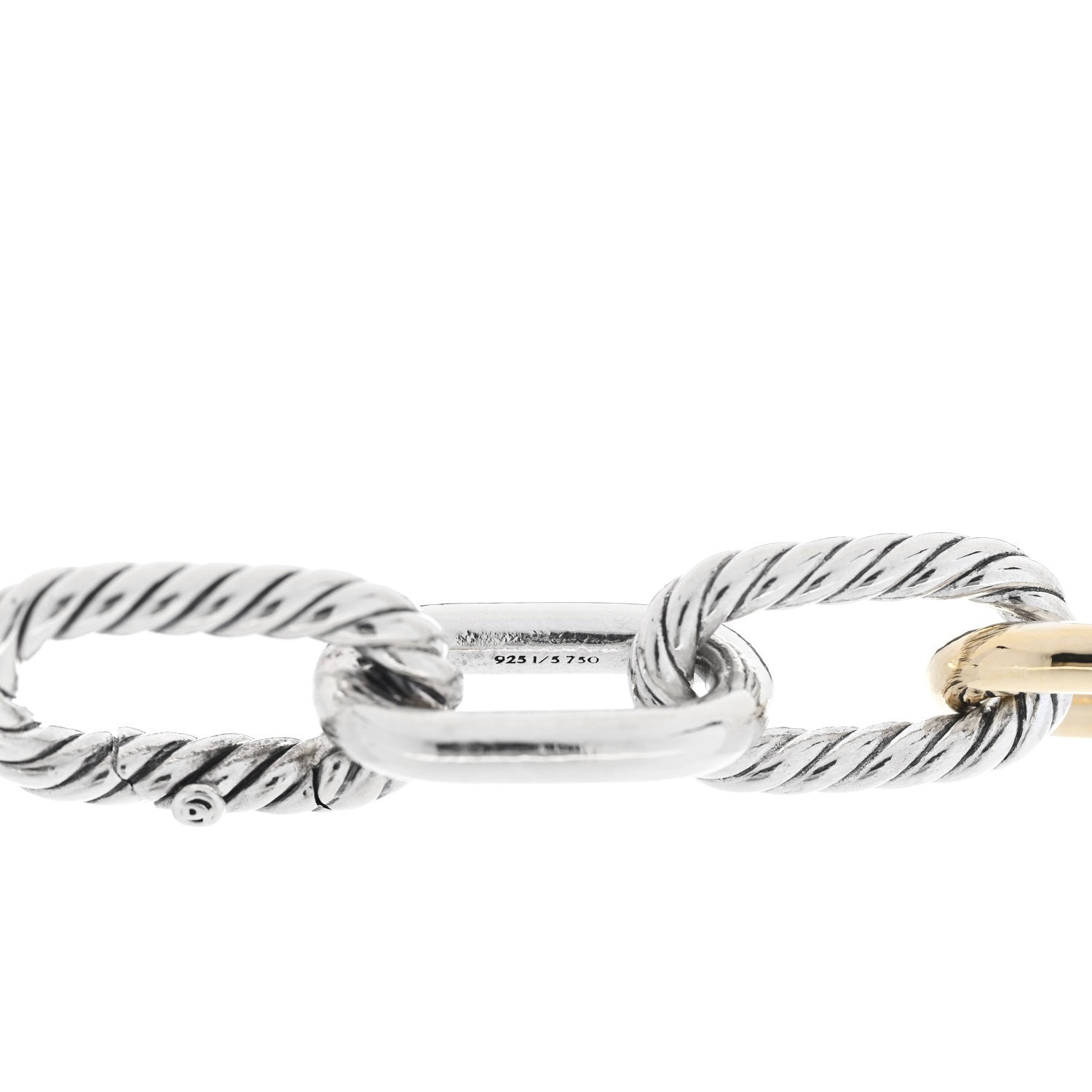 David Yurman Sterling Silver 18K Yellow Gold 11mm DY Madison Link Chain Bracelet 4 of 5