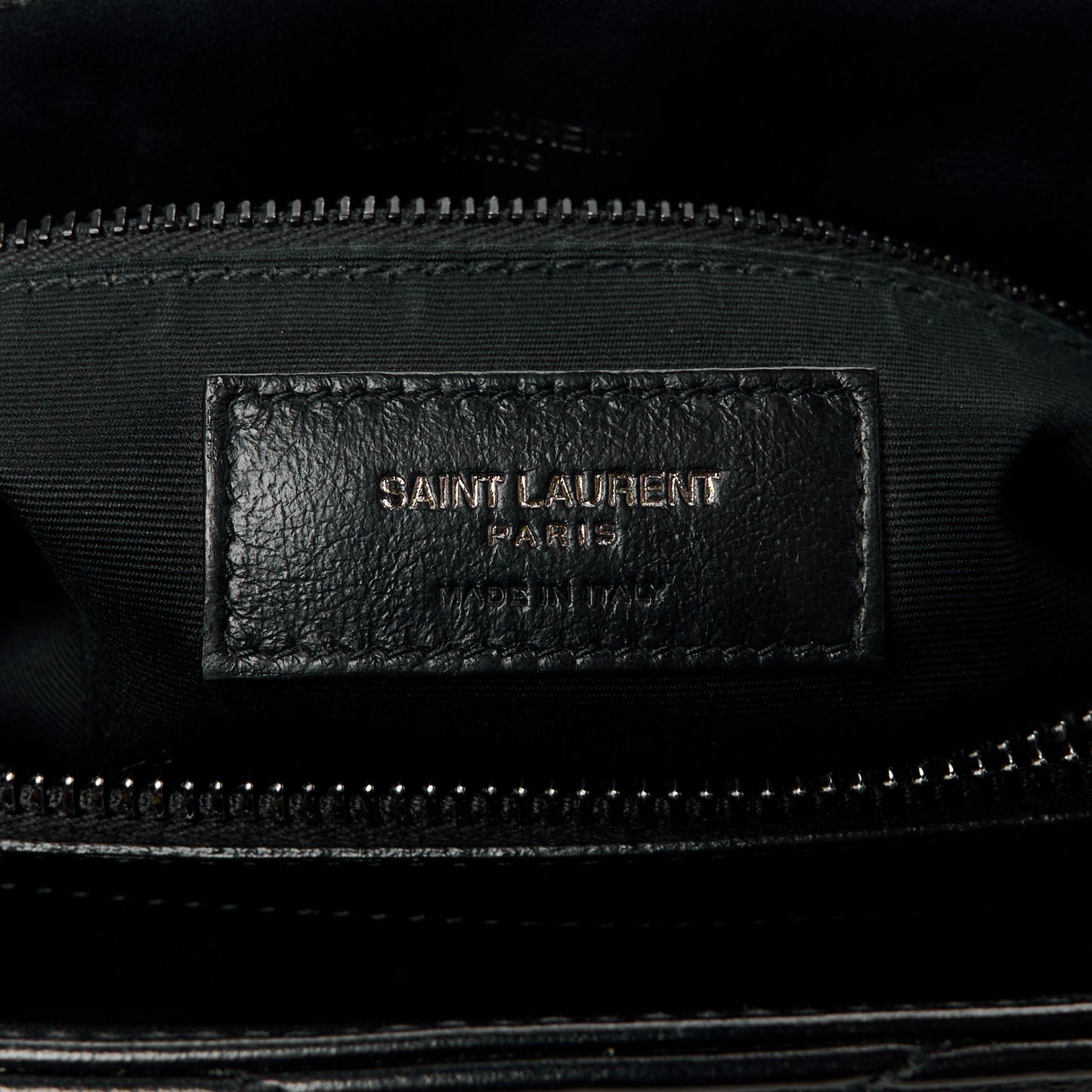 SAINT LAURENT Calfskin Y Quilted Monogram Monochrome Medium Loulou Chain Satchel Black