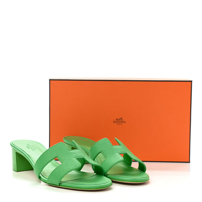 Hermes Epsom Oasis Sandals 38.5 Vert Pomme 9 of 9