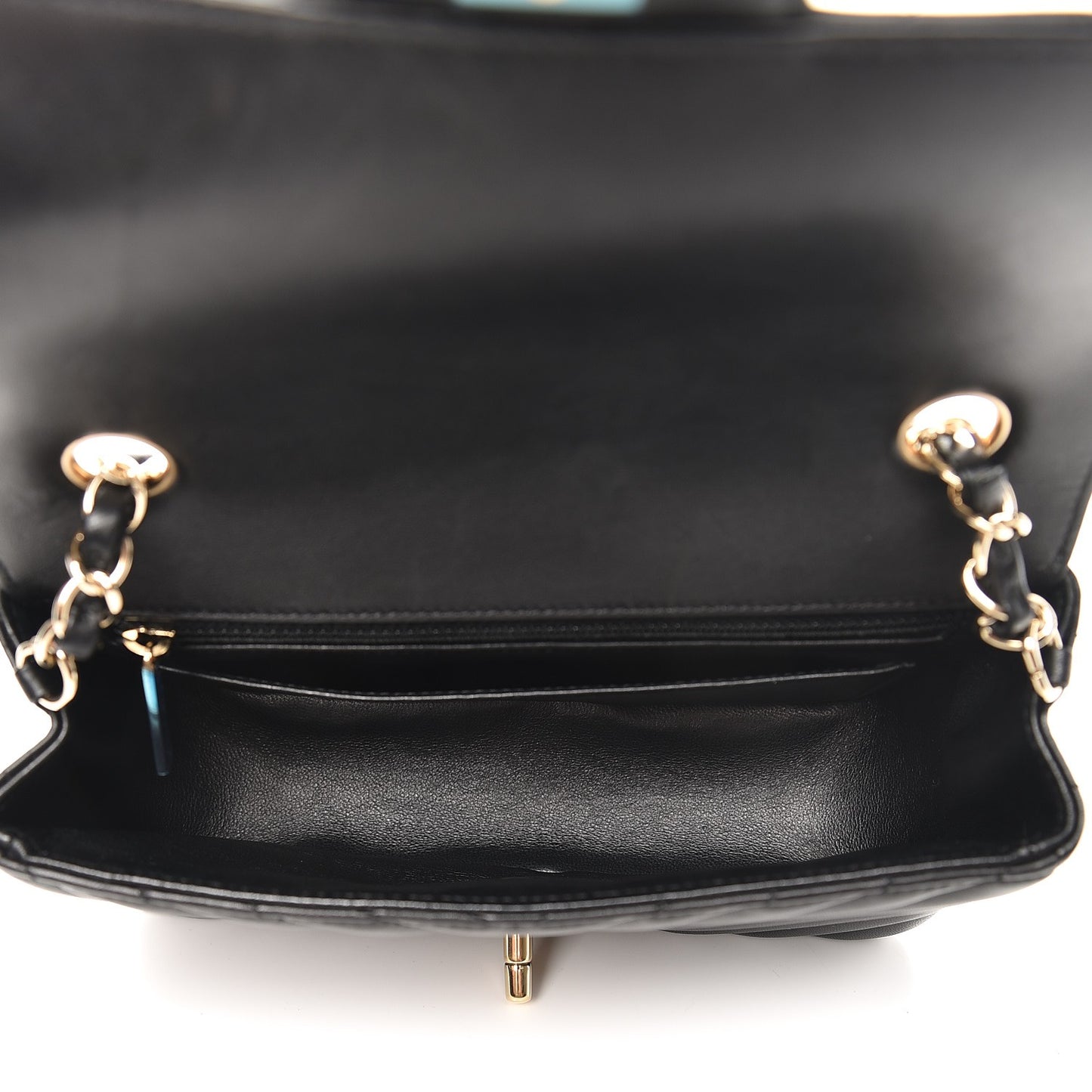 Lambskin Chevron Quilted Mini Rectangular Flap Black