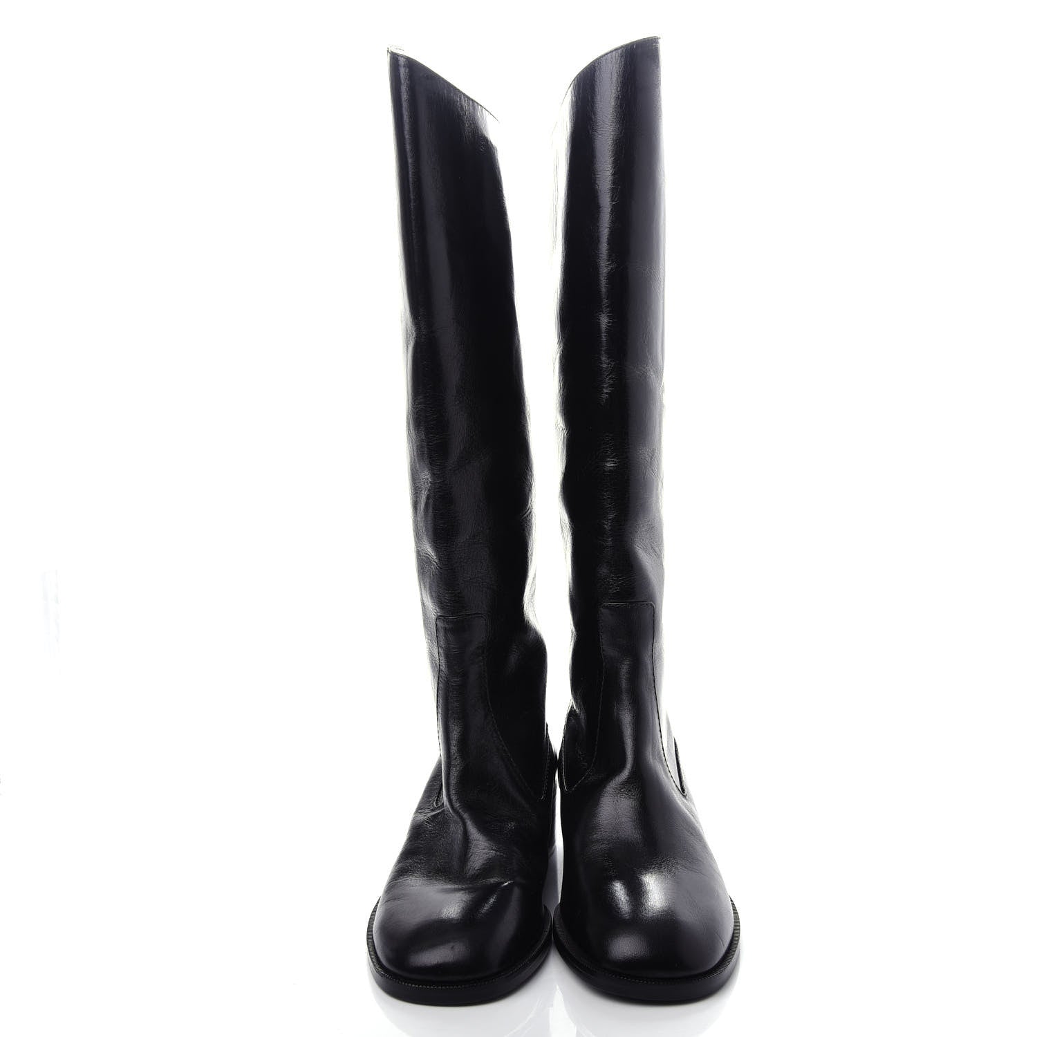 Chanel Glazed Calfskin CC High Boots 35 Black 5 of 10