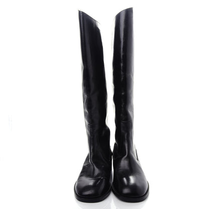 Chanel Glazed Calfskin CC High Boots 35 Black 5 of 10