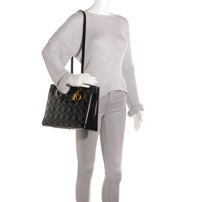 Christian Dior Vintage Patent Cannage Large Lady Dior Black 2 of 9