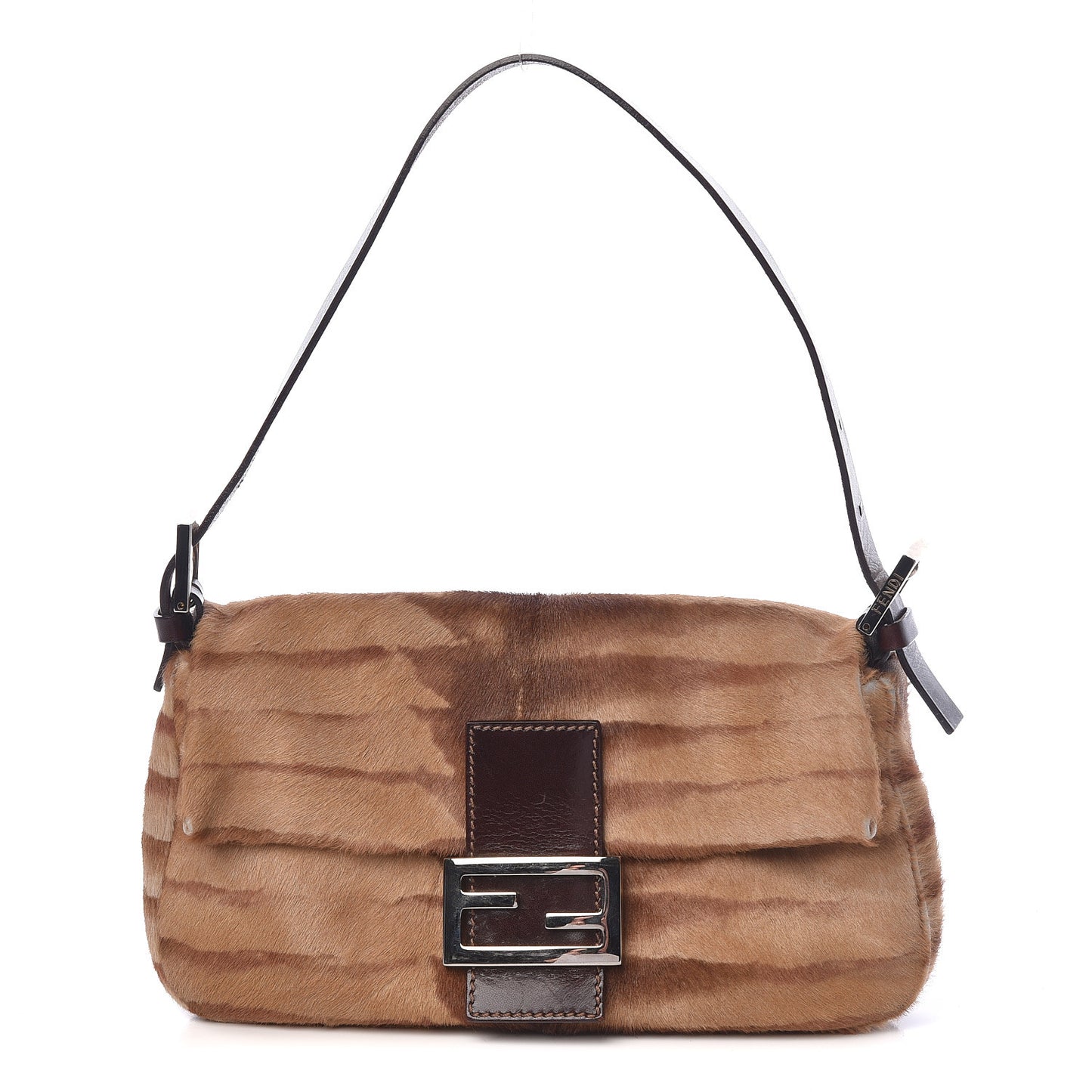 Calf Hair Zebra Print Baguette Brown
