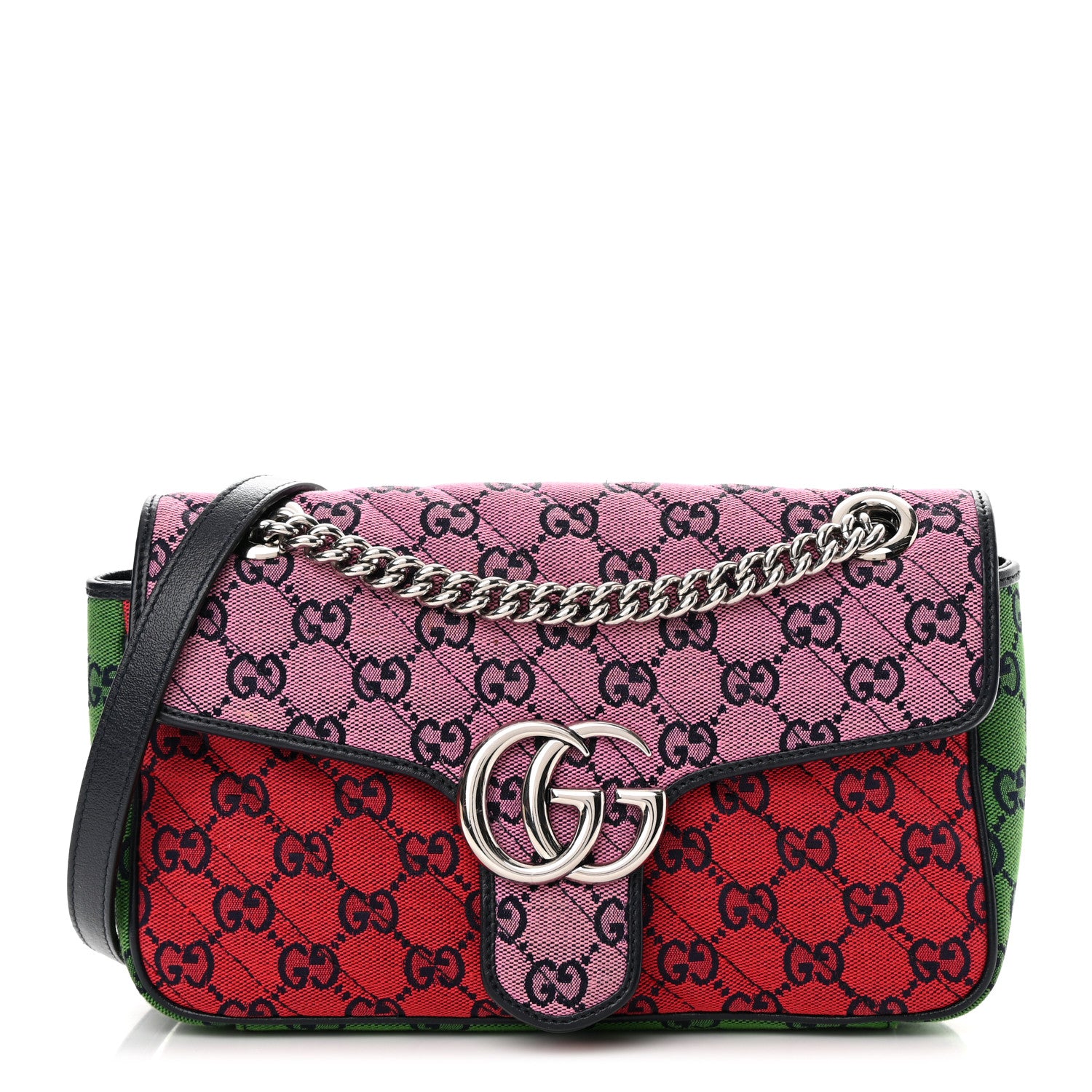 Gucci Monogram Multicolor Matelasse Diagonal Small GG Marmont Shoulder Bag Pink Blue Red Yellow Green 1 of 10